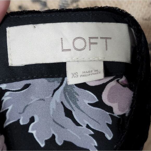 LOFT bell sleeve floral‎ choker neckline cottage blouse size XS - Picture 2 of 6